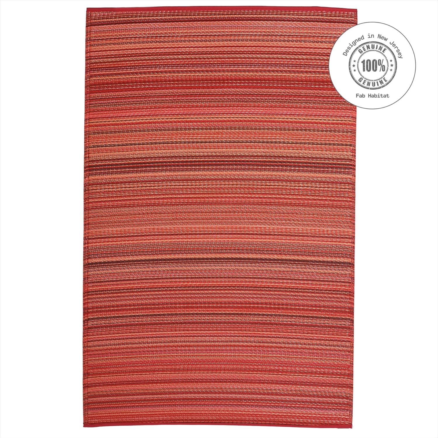 Fab Habitat Outdoor Rug - Waterproof, Fade Resistant, Crease-Free - Premium Recycled Plastic - Striped - Large Patio, Deck, Sunroom, Camping, RV - Cancun - Sunset - 6 x 9 ft