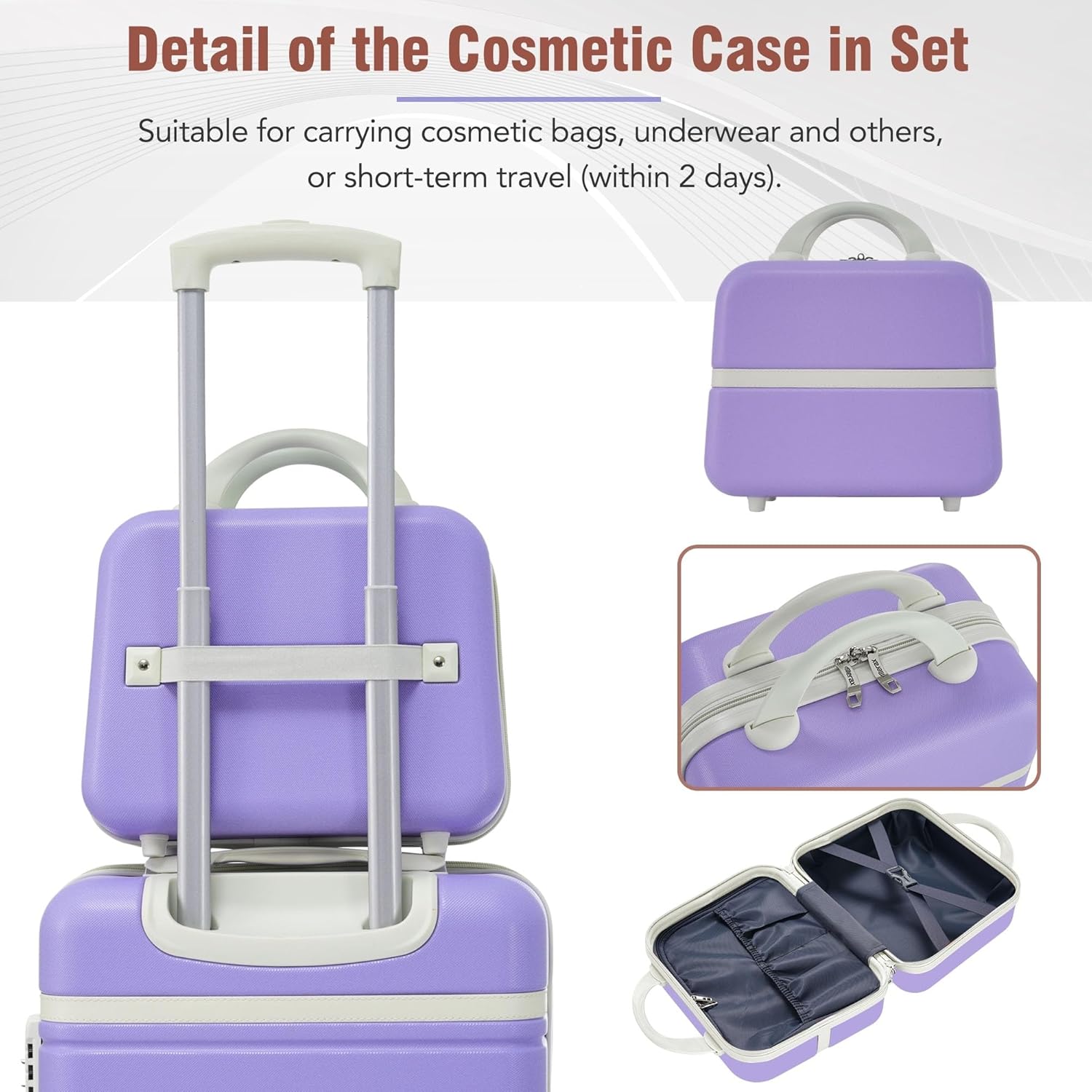 Abs Hardside Spinner Lightweight Expandable Luggage and Cosmetic Case Purple Lake House Abs 3 Piece Lift Top