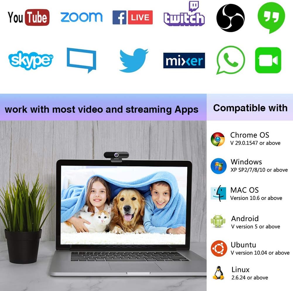 4K Webcam with Microphone,8 Megapixel Web Cam,Ultra HD Web Camera for Computers,Webcam for Laptop Desktop,USB Webcam with Privacy Cover,Pro Streaming Webcam for Video Calling