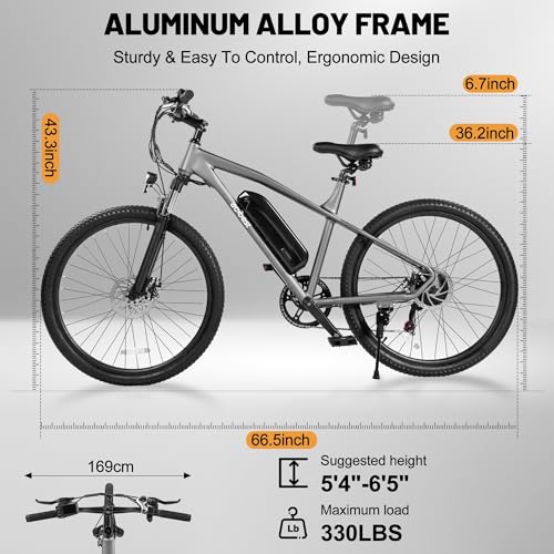 Race Electric Bike for Adults 27.5" Ebike,Peak 750W Brushless Motor,Removable Battery,Commuting Electric Mountain Bike,Up to 22MPH 7-Speed Electric Bicycle with Fork Suspension