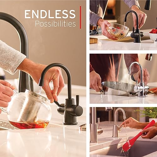 InSinkErator HOT250 Instant Hot Water Dispenser System, Single-Handle Faucet in Satin Nickel with 2/3-Gallon Stainless Steel Tank, H250SN-SS