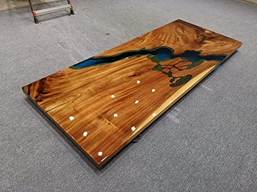 Customized Large Live Edge EPOXY Resin Table Resin Dining Table for 2, 4, 6, 8 River Dining Table Top, Wood Epoxy Coffee Table Top, Living Room Table (16.5" Inches Tall, 36 x 20inches)