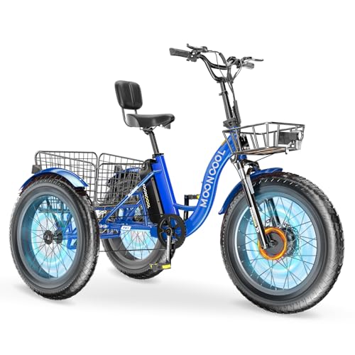 MOONCOOL Electric Tricycle Trike for Adults 350W 36V Removable Battery 24/26 Inches 7 Speeds 3 Wheels Electric Bikes Bicycle for Adults, Three Wheel Electric Cruiser Tricycle