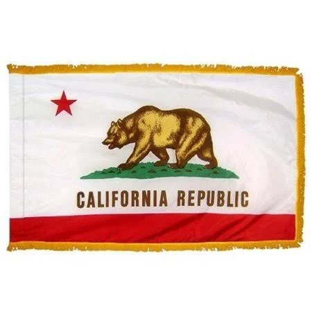 Annin Flagmakers 140490 3 ft. x 5 ft. Indoor and Parade Colonial Nyl-Glo California Flag with Fringe, Size: 3& x 5&