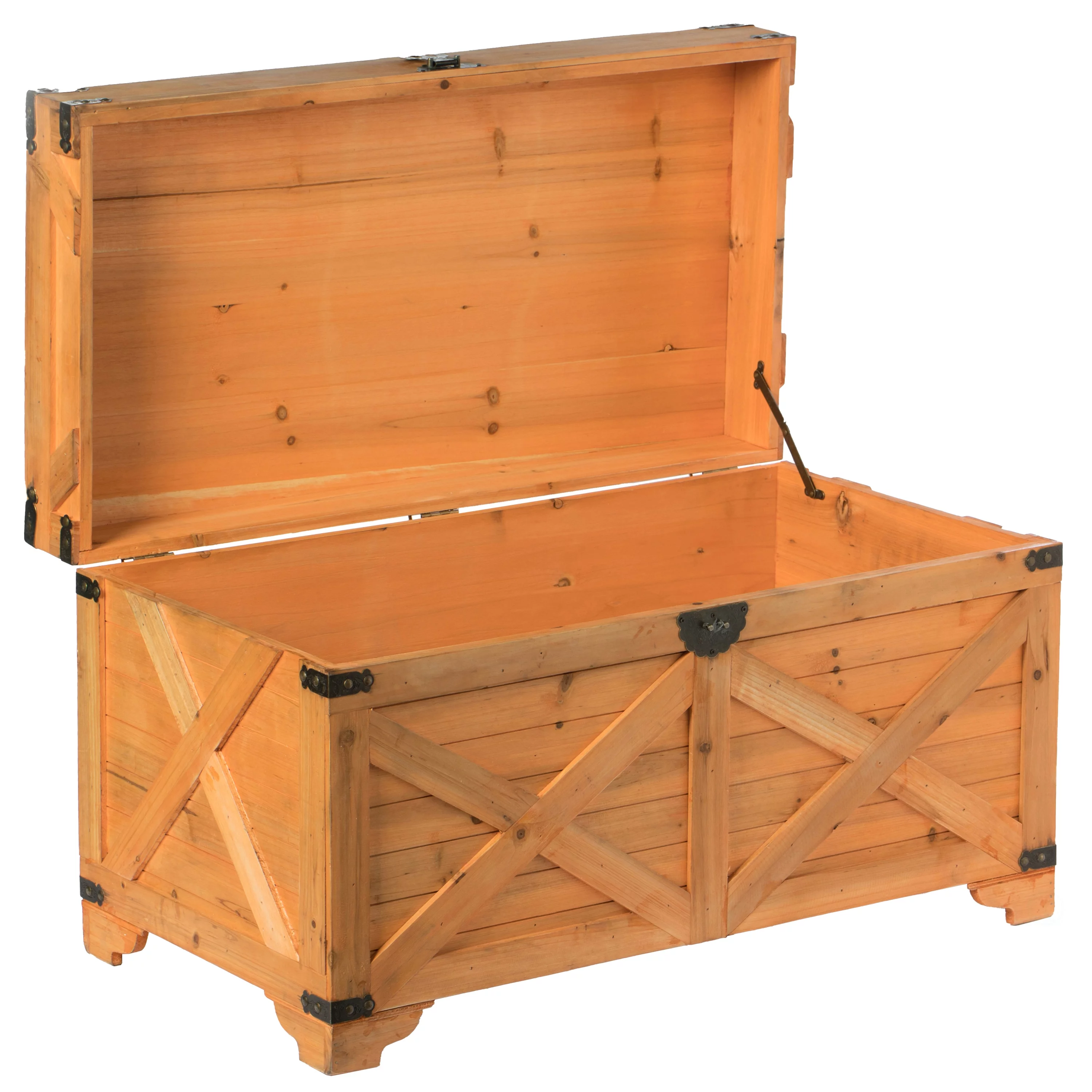 Barn Design Large Decorative Farmhouse Wooden Storage Trunk Chest