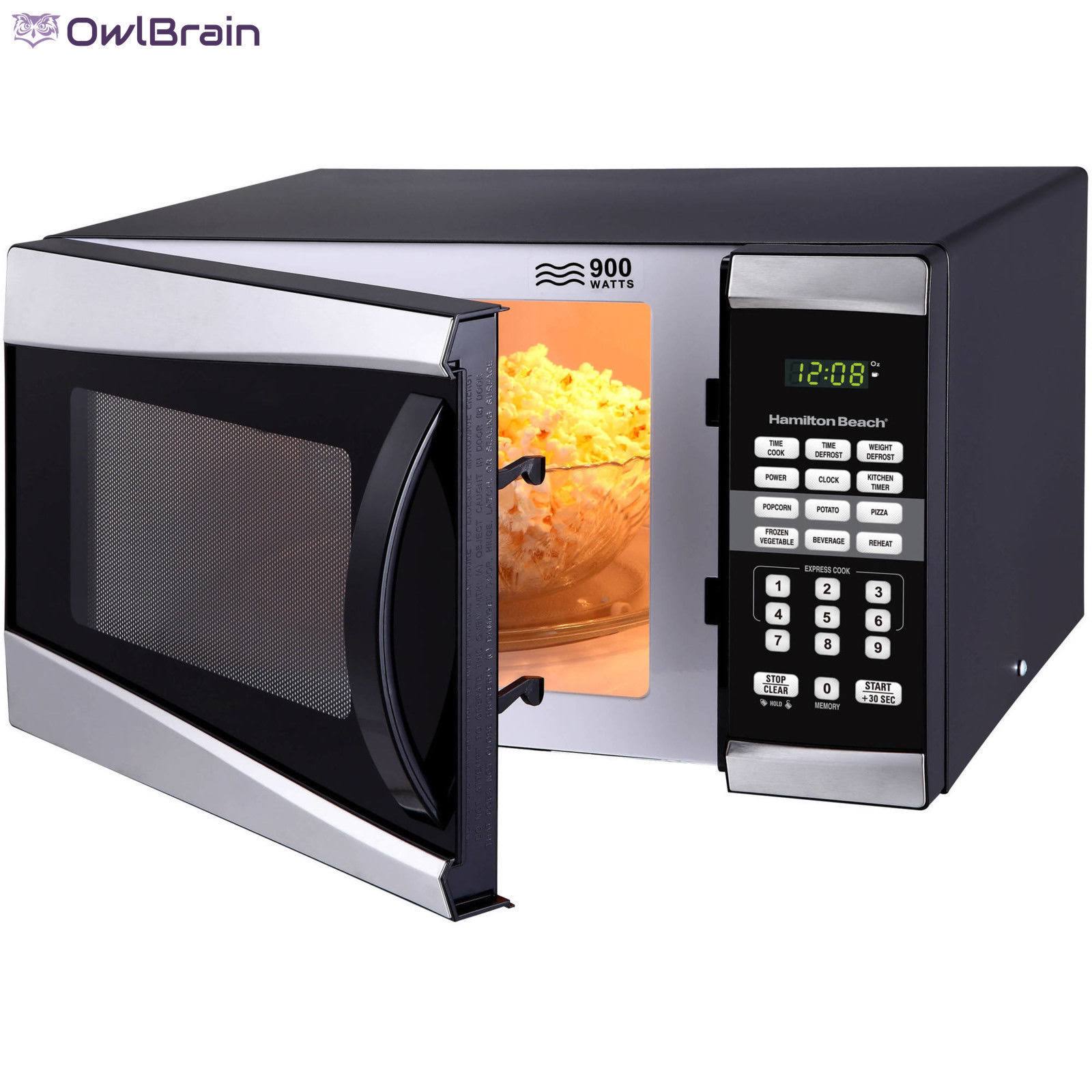 Hamilton Beach 900W Microwave - 0.9 cu ft - Stainless Steel/Silver