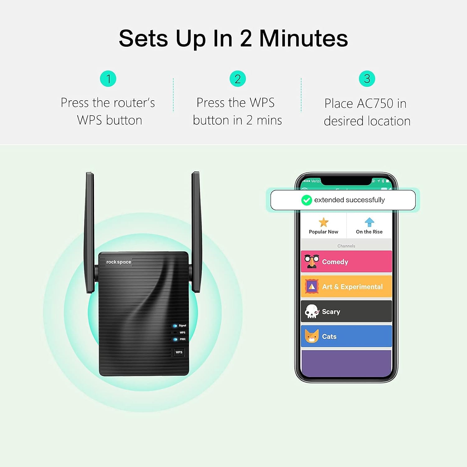 rockspace WiFi Extender - Dual-band Wifi Range Extender with erthernet port, Access Point Mode, WPS Button Setup, 360&deg; Full Coverage, Connected up to 20+ Devices