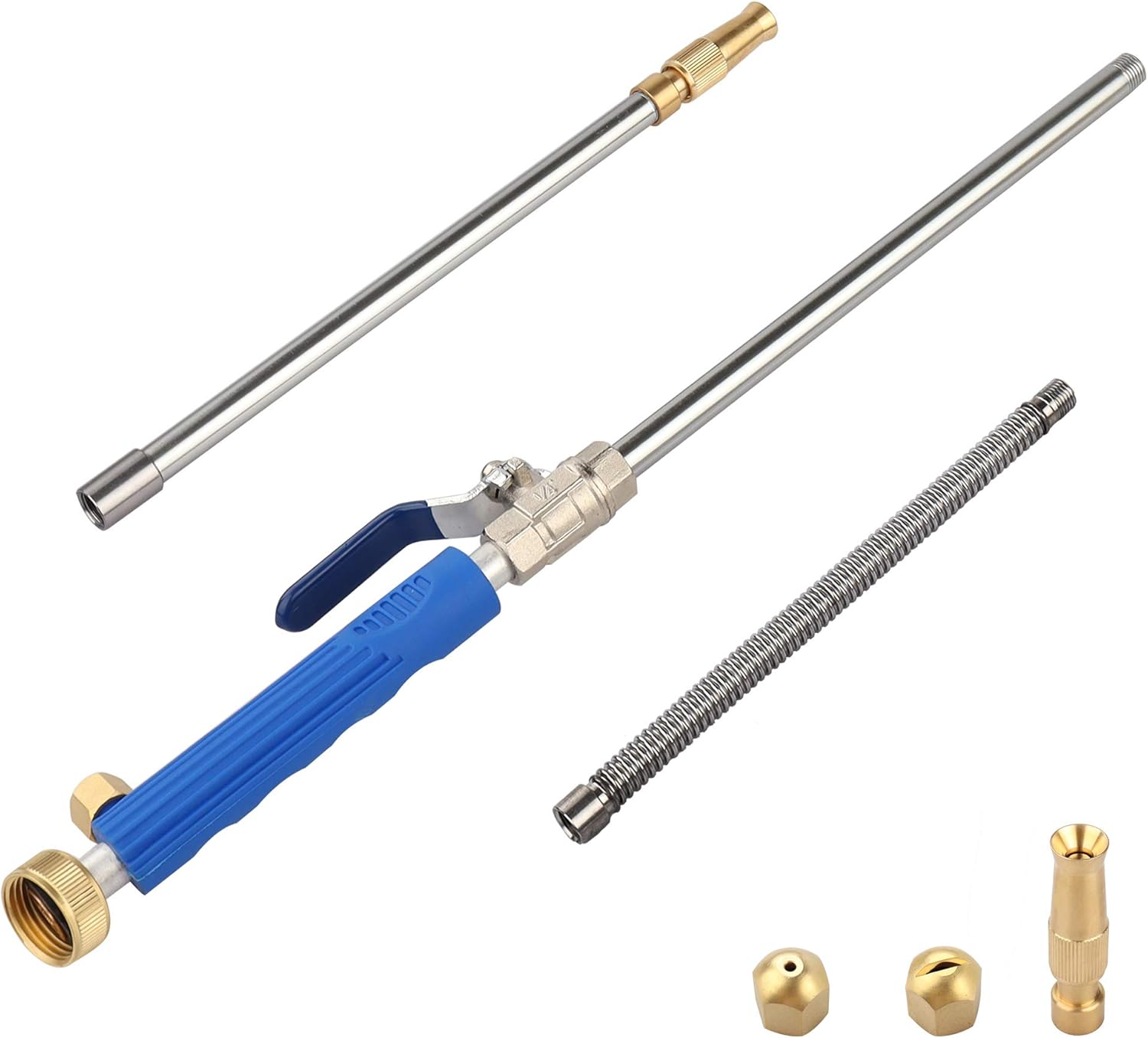 YunGuoGuo High Pressure Power Washer Sprayer Wand with Flexible Hose Nozzle, 39'' Hydro Jet Power Washer Cleaning Tool, Wand Lance for Gutter Patio Car Pet Window Glass Blue Pack of 2