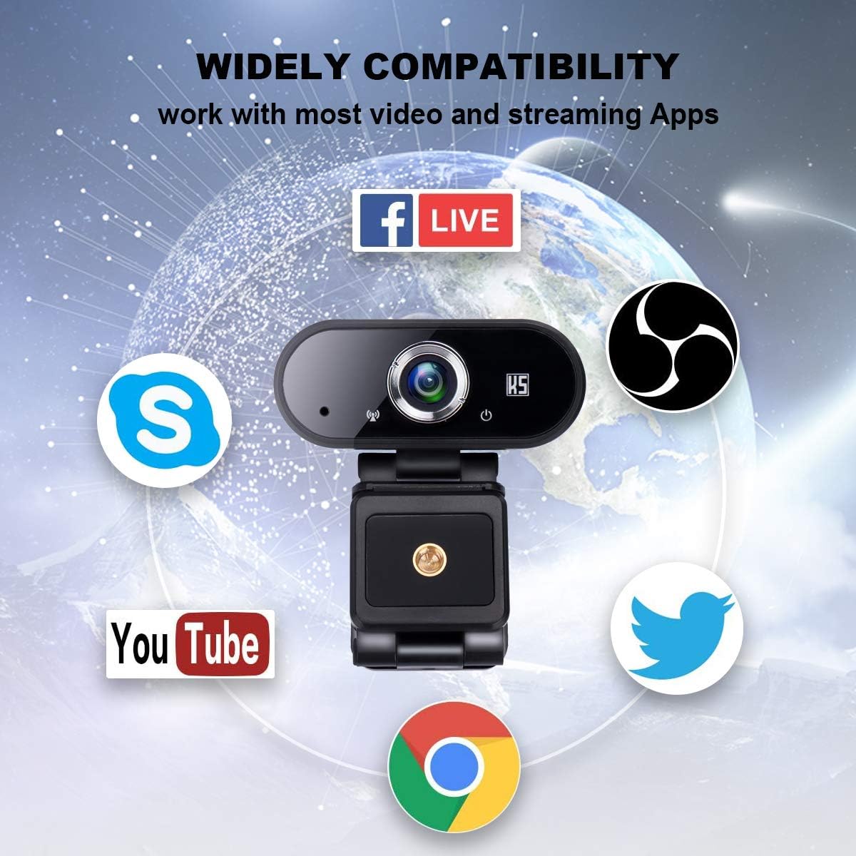 Konnek Stein Webcam HD 1080P Video, Buit-in Microphone, Computer USB Web Cam with Tripod and Privacy Cover, Plug and Play, PC Webcam for Video Calling, Conferencing, Compatible with Desktop, Laptop