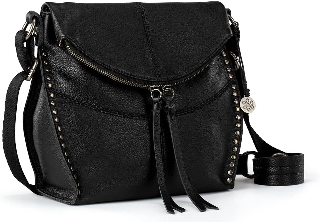 The Sak womens Leather & Silverlake Crossbody Bags in Leather Casual Purse with Adjustable Strap Zipper Pockets, Black Ii & Tobacco Floral Embossed Ii, One Size US