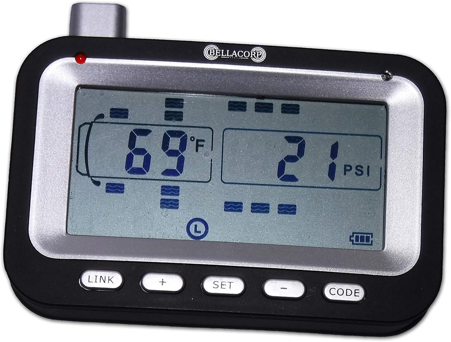 BELLACORP Tire Pressure Monitoring System TPMS (4) Sensors (Including Free $50.00 Repeater) for Fifth Wheel, Trailer, Camper, Car, Truck, 4x4, or RV,