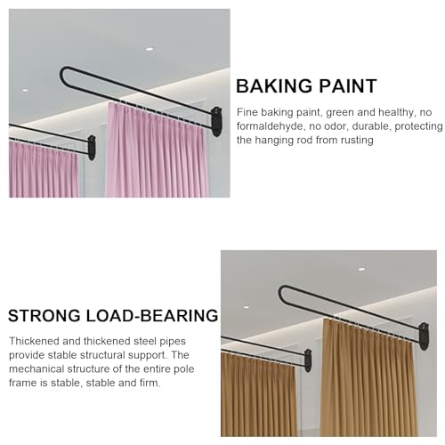 1 Set Room Divider Curtains for Hospital Beauty Clinic Between Beds, Tall 2m Privacy Partitions Cubicle Curtain/Drapes Panels with U Shaped Rail Metal Support Track, Modern Area Separator Screen