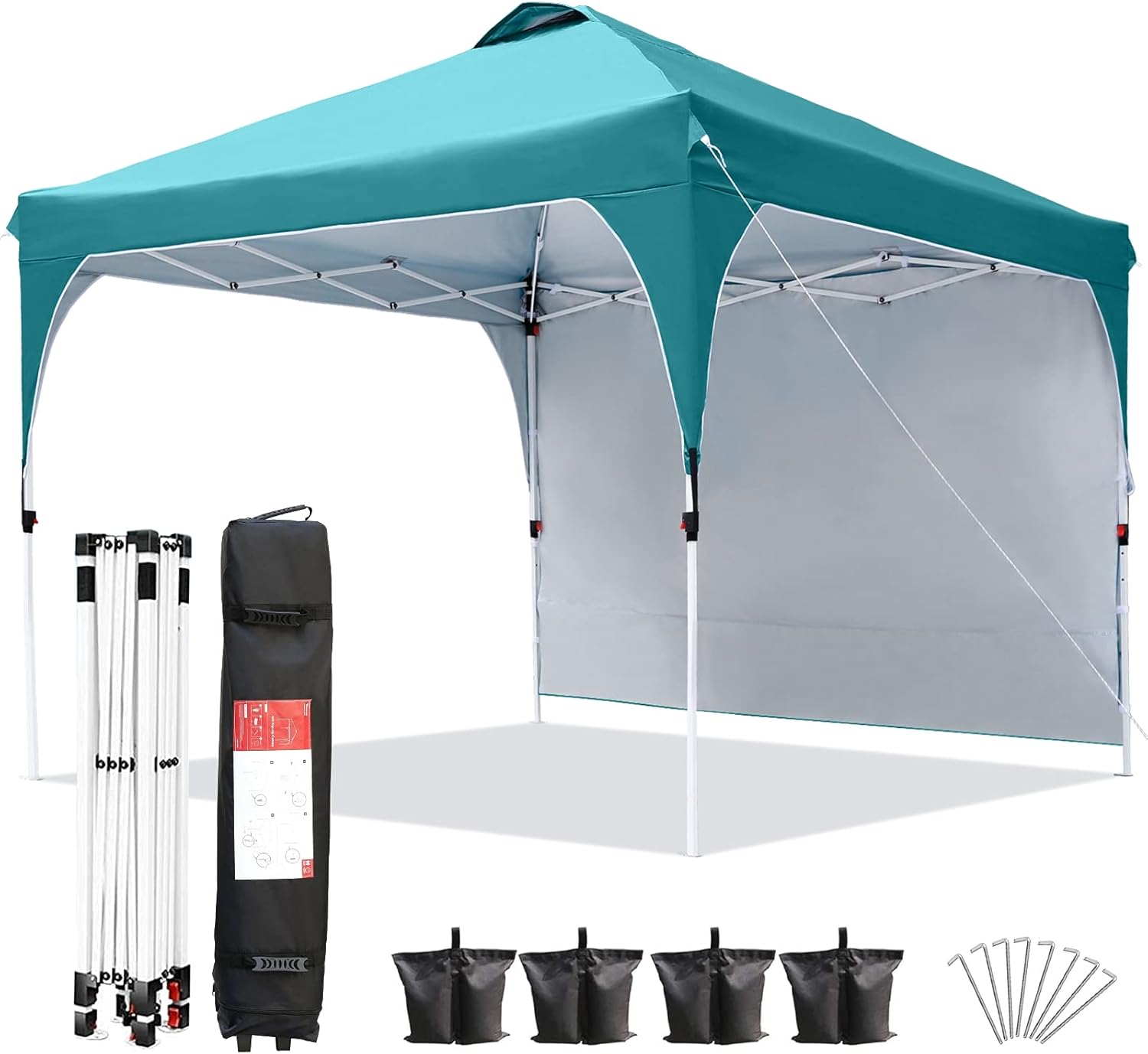 Canopy Tent with Sidewall 10'x10', Anti-UV Sun Instant Shelter Easy Set-up for Camping, Parties, Garden, Backyard, Wheel Carrying Bag