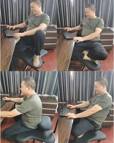 Ergonomic Cross Legged Office Chair/Meditation Kneeling Chair, Mobile Height-Adjustable Criss Cross Chair/Desk Chairs, with Lumbar Support & Wheels(White)