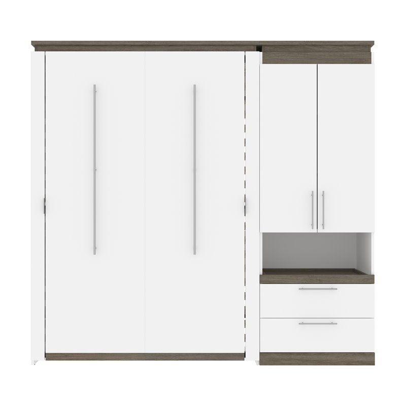 Atlin Designs 89" Full Murphy Bed with Storage Cabinet in White
