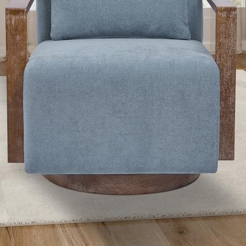 Swivel Accent Chair, Living Room Chair, Modern Arm Chair Sofa Chair with Solid Wood Armrests, 360 Degree Comfy Lounge Reading Chair, Swivel Barrel Chair, Side Chair for Hotel, Bedroom, Office, Beige