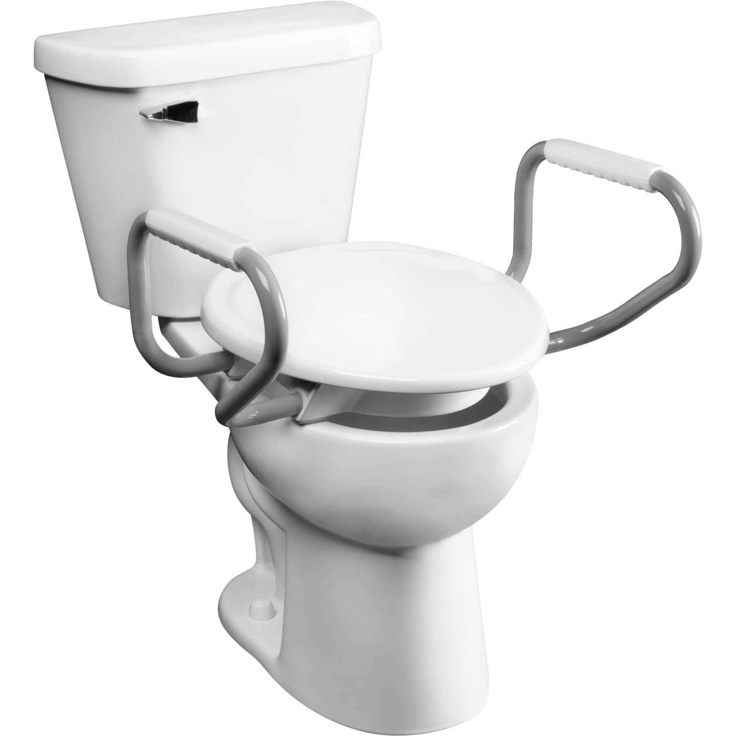 Bemis Assurance with Clean Shield Round Plastic Premium Raised Toilet Seat with Support Arms White
