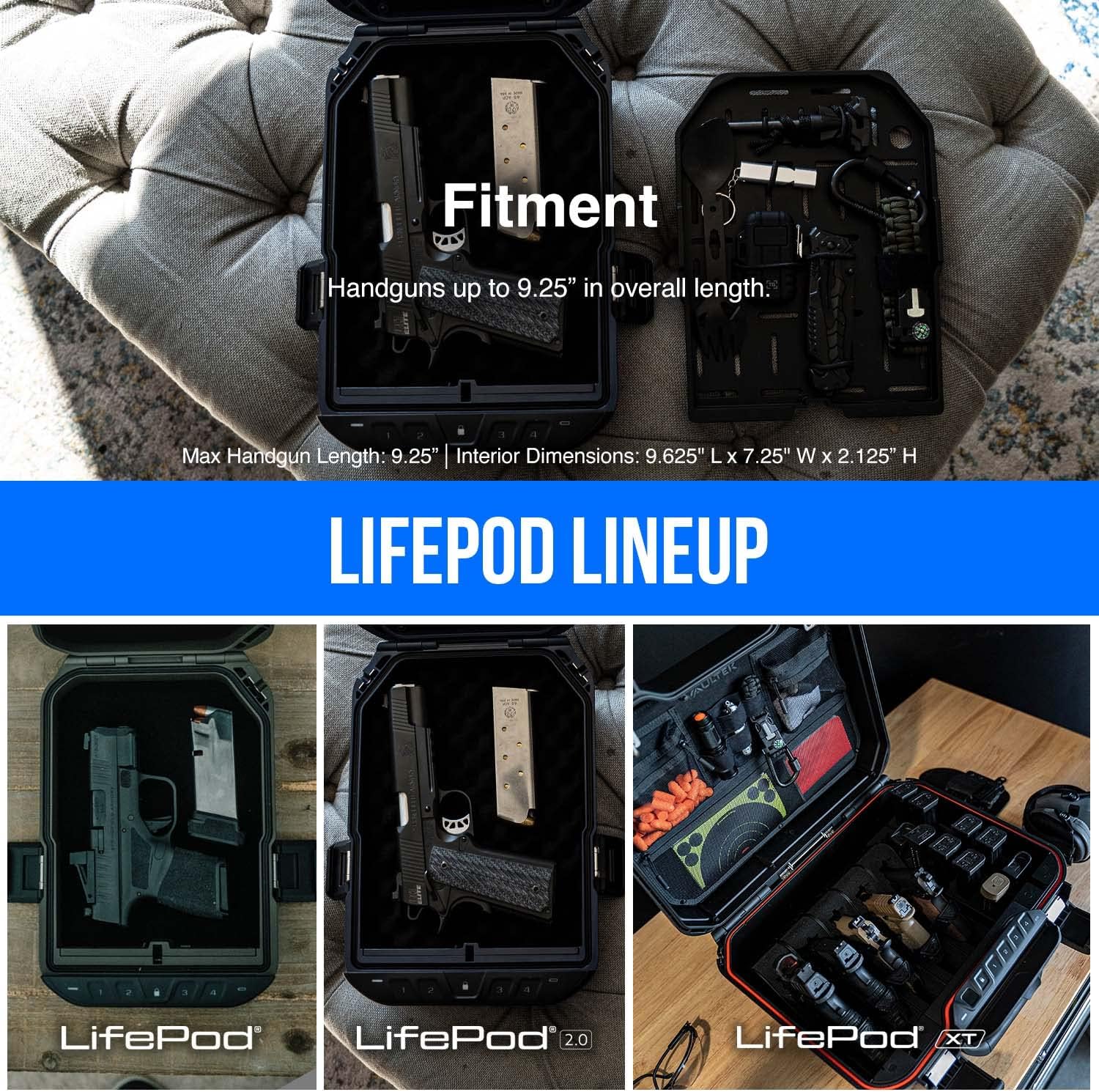 VAULTEK LifePod 2.0 Secure Waterproof Travel Case Rugged Electronic Lock Box Travel Organizer Portable Handgun Case with Backlit Keypad (Covert Black)