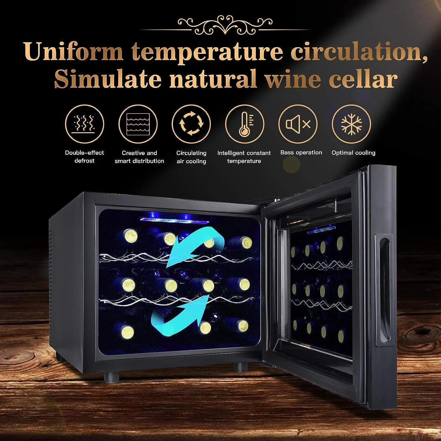 12 Bottle Wine Cooler Refrigerator, Compact Mini Wine Fridge with Digital Temperature Control Quiet Operation Thermoelectric Chiller, Freestanding Wine Cellar for Red, White, Champagne