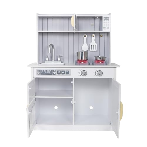 Kids Kitchen Playset,Children Play Kitchen for Toddler,Baby Toy Kitchen Set,Pretend Wooden Kitchen,Birthday Gifts with Play Sink Toy,Lights Sounds, Cooking Set for Kids Ages 1+Boys Girls
