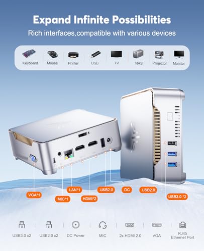 KAMRUI GK3 Plus N97 Mini PC,12th Alder Lake N97 CPU(3.6GHz) Mini Desktop Computers,8GB RAM 256GB PCIe M.2 SSD Micro pc,Gigabit Ethernet,4K UHD,WiFi5,BT4.2,VESA for Home Business Office