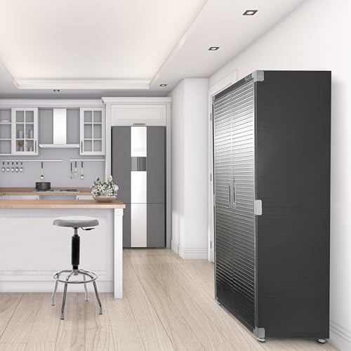 Seville Classics UltraHD Solid Steel Lockable Metal Storage Cabinet Locker Organizer, w/Adjustable Shelves for Garage, Warehouse, Office, Classroom, Granite, 48" W x 24" D x 72" H
