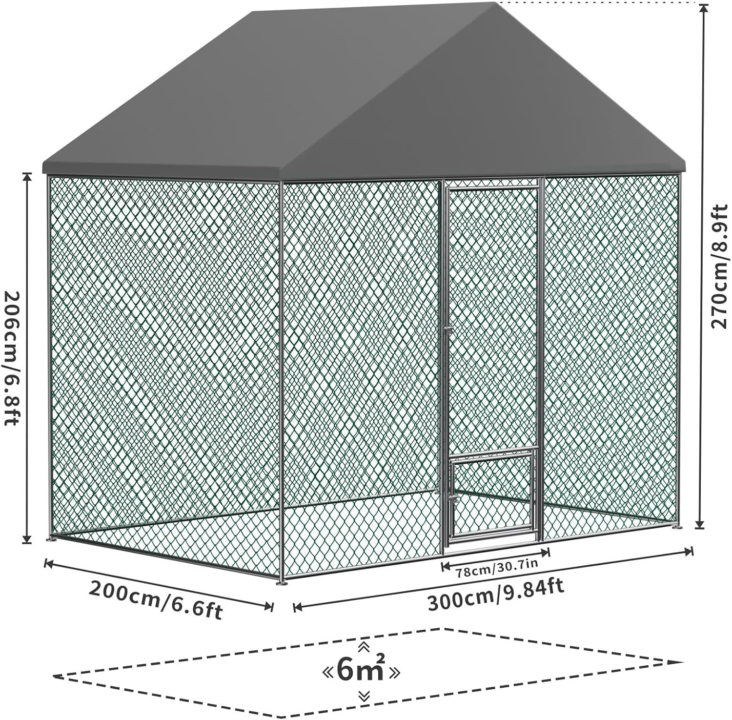 Large Chicken Coop Run Outdoor: Walk-in Poultry Hen Cage Run House with Small Feeding Door and Stakes - 9Ft Extra Tall Full Covered Chickens Habitat Crate Fence with Waterproof Anti-Ultraviolet Cover