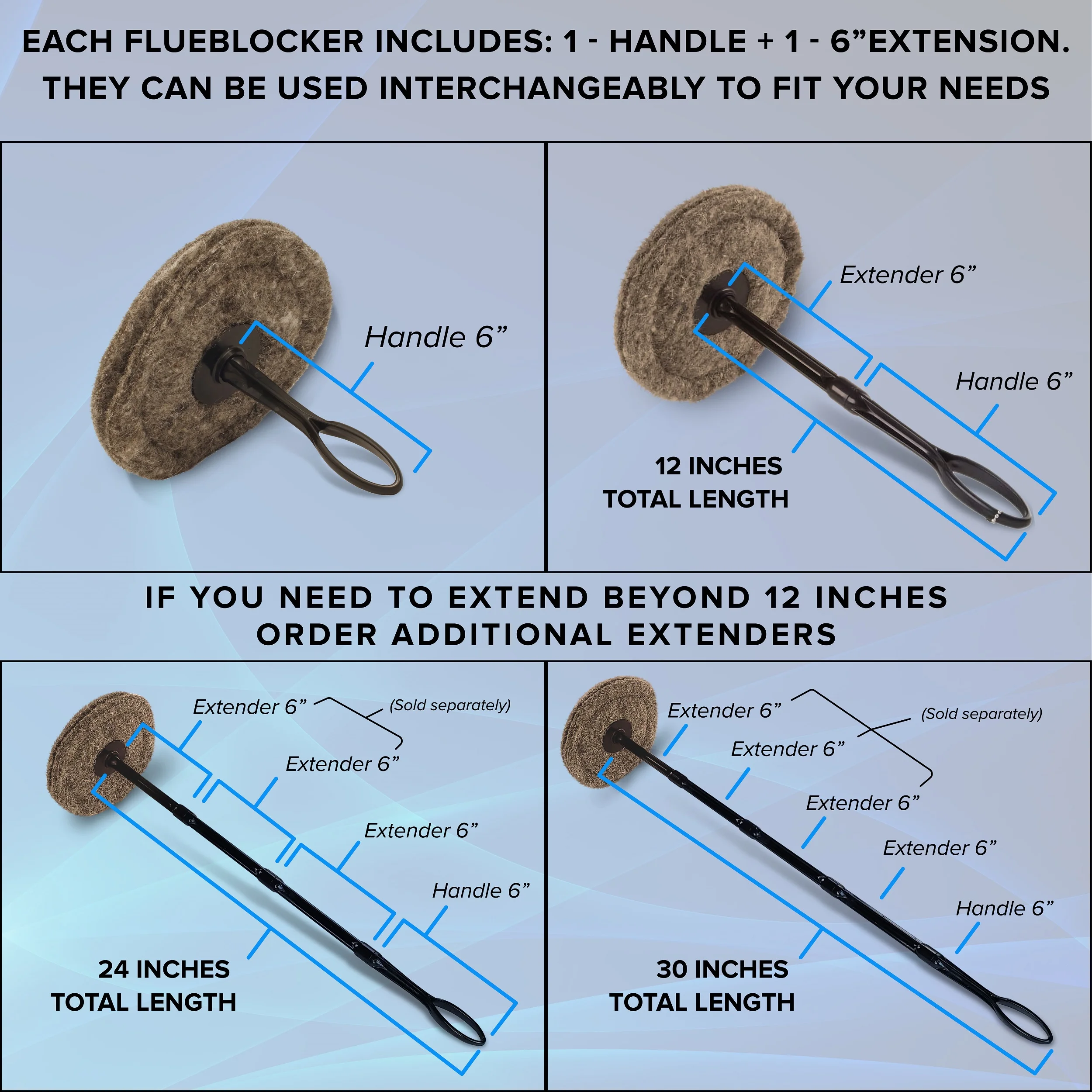 Flueblocker to Plug a 6" Round Chimney Flue – Chimney Sheep Wool Wood Stove & Fireplace Draft Stopper Plug Excluder – Save Energy Block Smell & Debris – Better Than Inflatable Pillow Balloon