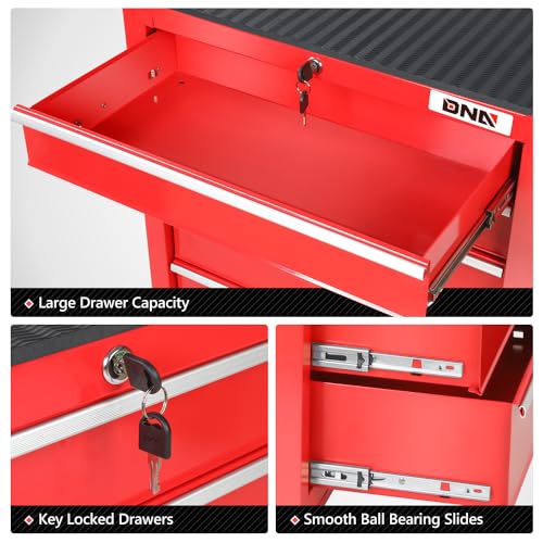 DNA MOTORING 7-Drawer Rolling Tool Cabinet Chest with Keyed Locking System Non-Slip Mat, for Garage Warehouse Workshop, Green, TOOLS-00399