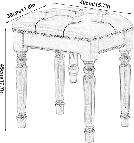 Vanity Bench with Padded Cushion, Vanity Chair Dressing Stool Wooden Stool Solid Wood Dressing Table Stool Piano Stool Bedroom Bedside Stool Makeup Stool