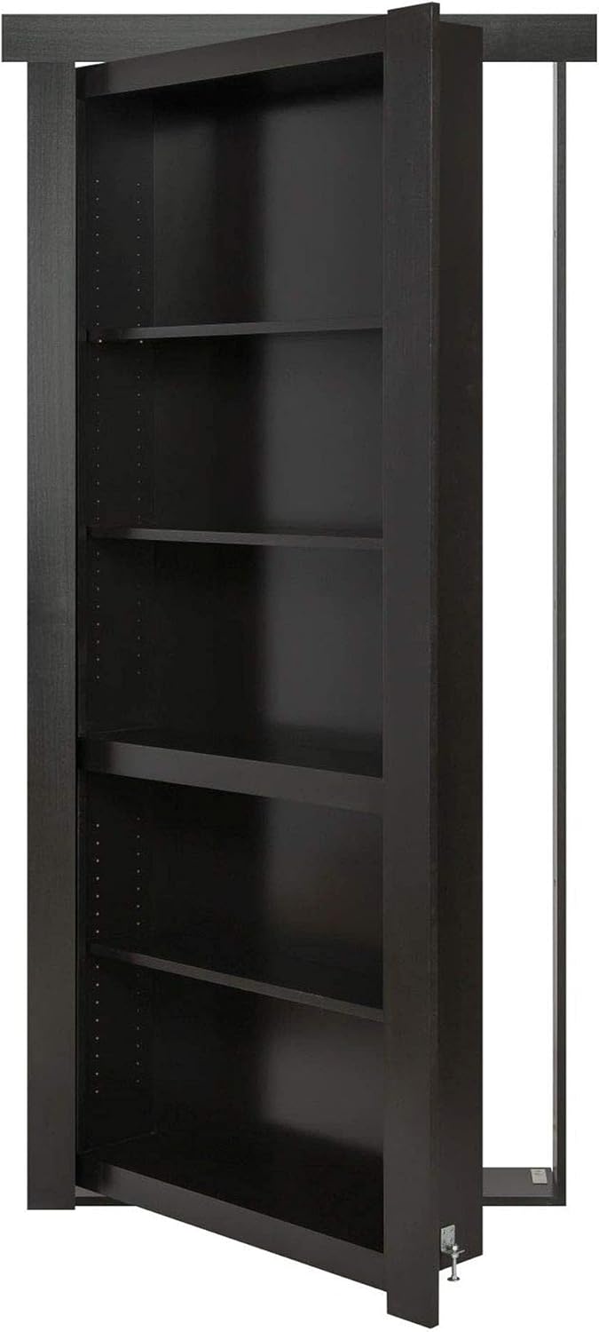 MURPHY DOOR - Secret Bookcase Hidden Door, Left Hand/Out-Swing, 36 x 80, Flush Mount, Assembled, Paint Grade, Black Finish Pack of 2