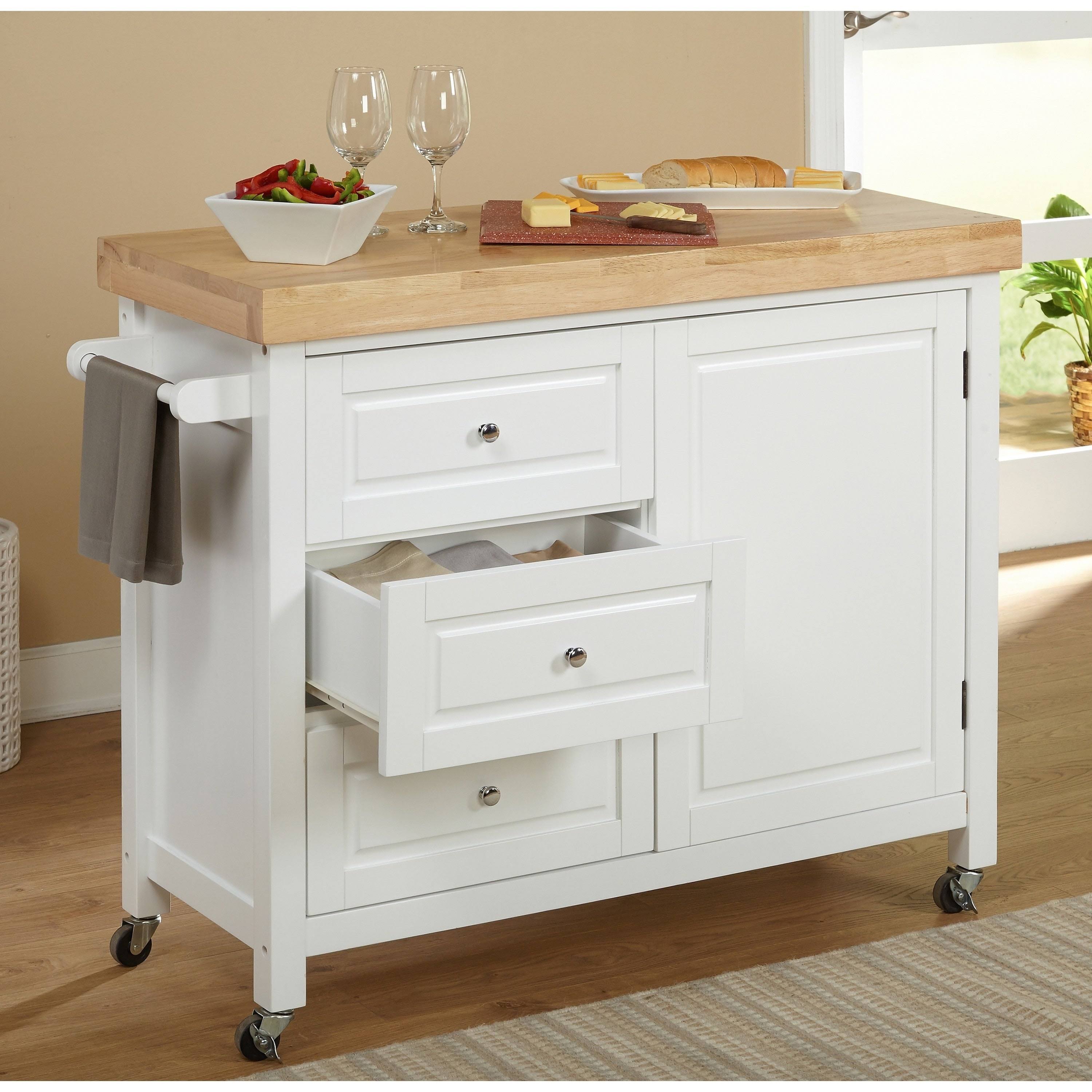Copper Grove Macaulay Natural Rubberwood Kitchen Island Cart - White