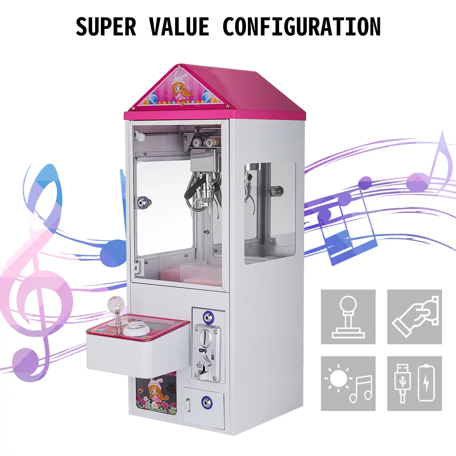 VEVOR Mini Claw Crane Machine 110V Metal Case Bar Candy Toy Catcher Shake-proof