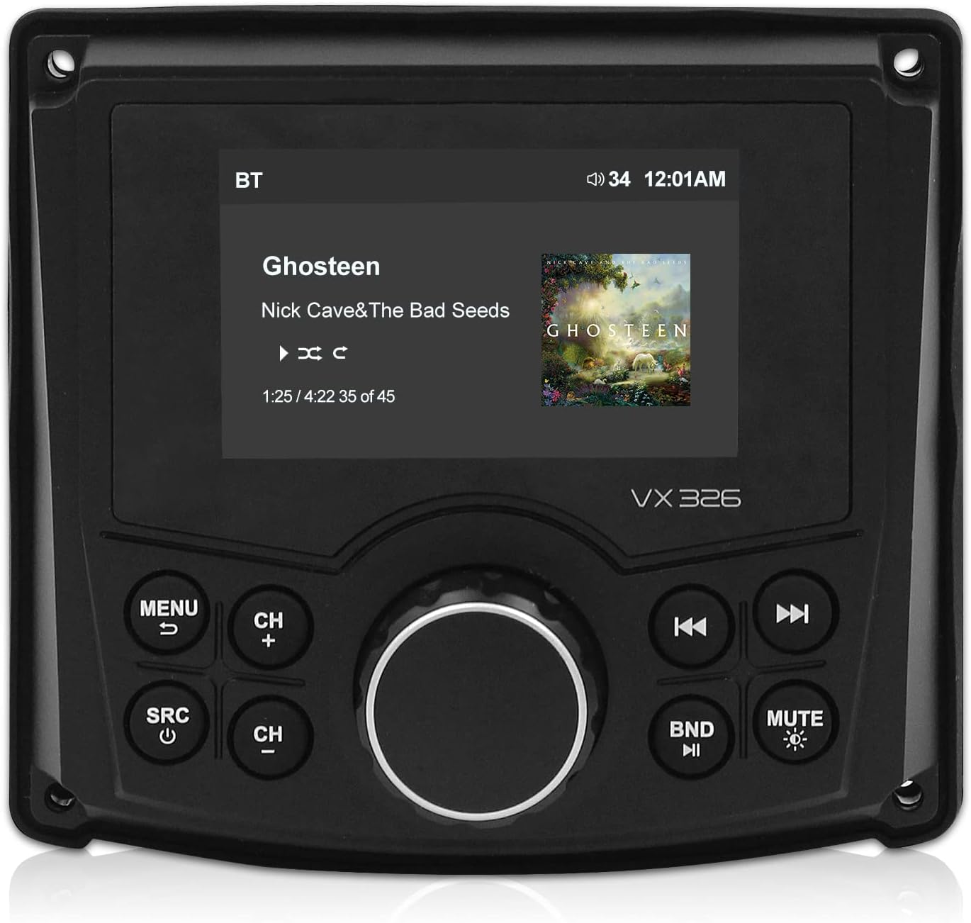 3 Inches Marine Stereo Bluetooth Waterproof Digital Display Radio Media Receiver with AM/FM, USB, MP3 Capability for UTV, ATV, Boat, RZR