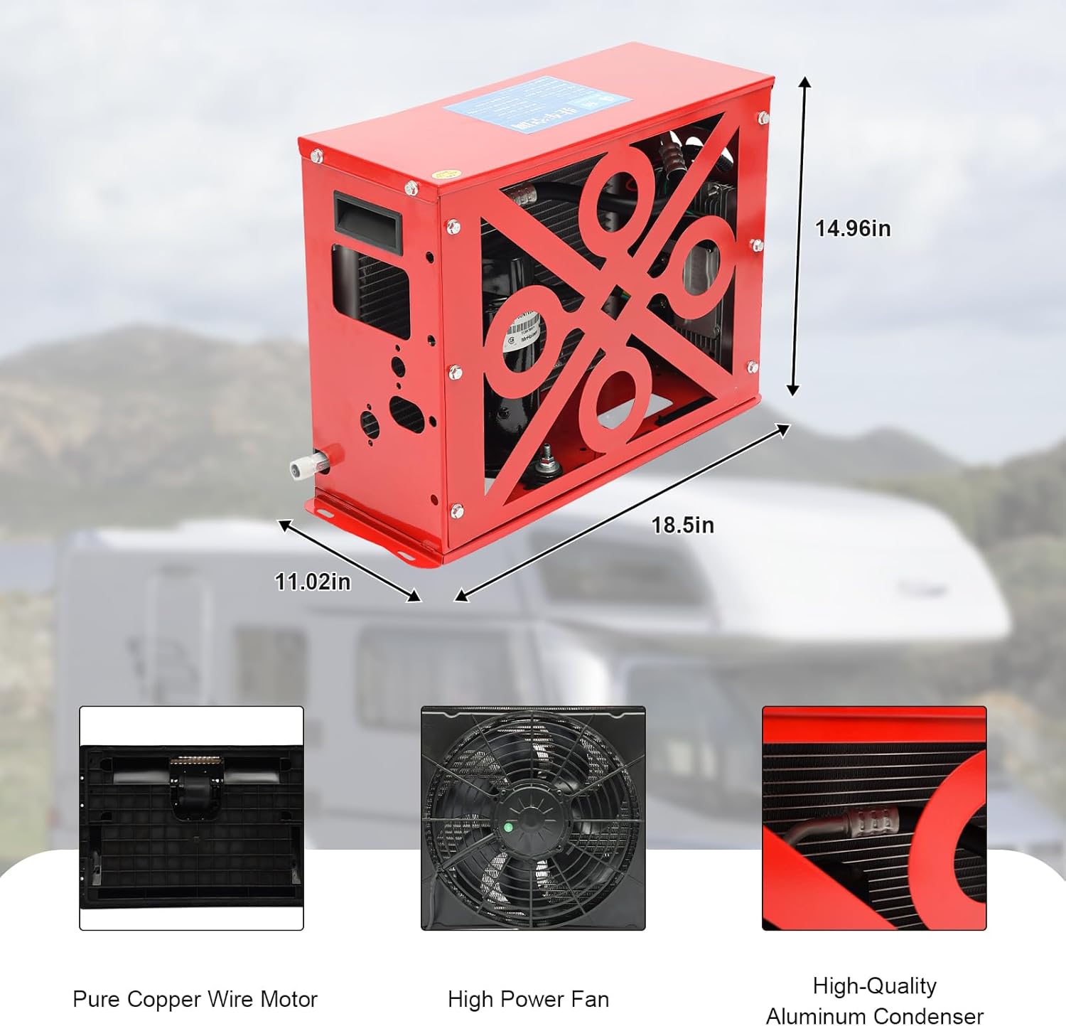 11000BTU Mini Split RV Truck Cab Air Conditioner, 12V Electric Air Conditioners Cooling Rapidly AC Unit Fit Semi Truck Caravan, Rvs, Trucks, Construction Vehicles, Excavators, Harvesters (600, Watts)