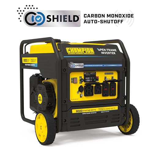 Champion Power Equipment 9000-Watt Electric Start Tri Fuel Home Backup Portable Open Frame Inverter Generator with Quiet Technology and CO Shield