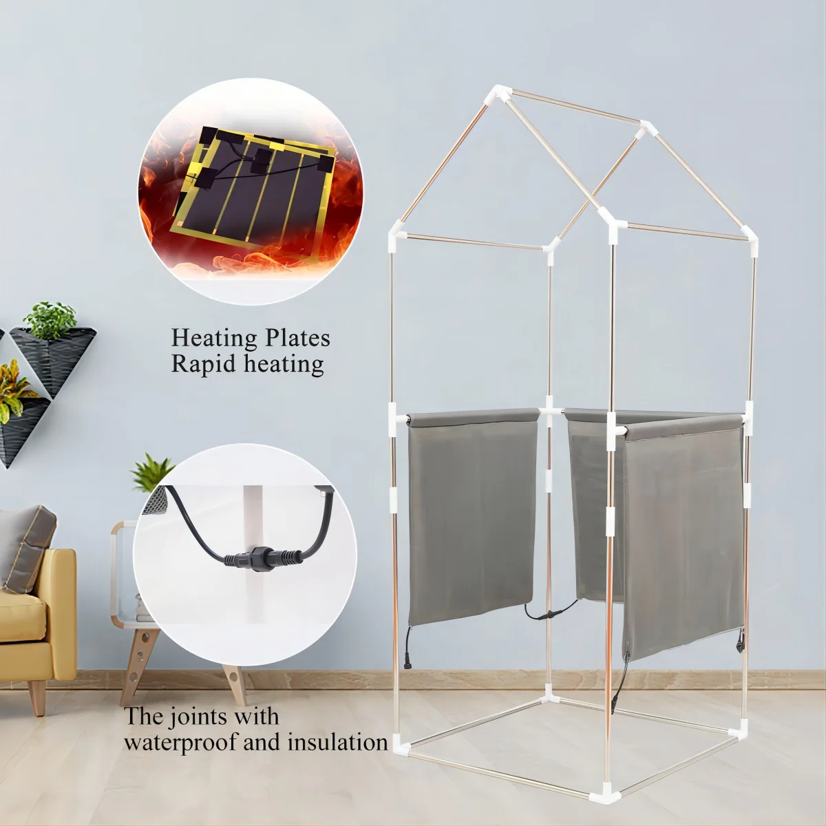 KUUFER 77"H Large Size Full Body Sauna, Gothic Roof Sauna House, Far Infrared Sauna Tent, Personal Home Sauna Spa, Fast Heating Sauna Box with Stainless Steel Pipe Connector, Black