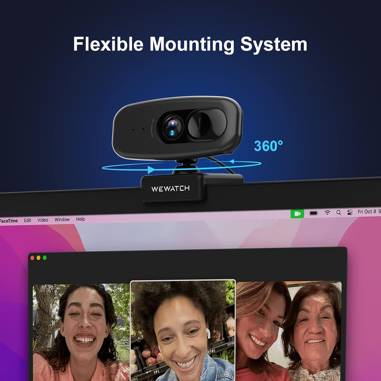 1080P Webcam, WEWATCH PCF2 Web Camera with 2 Microphone, Auto Focus Webcams, Plug & Play USB Webcam, Low Light Correction,Auto Exposure Control for Live Streaming/Video Conference, Zoom/Skype/FaceTime