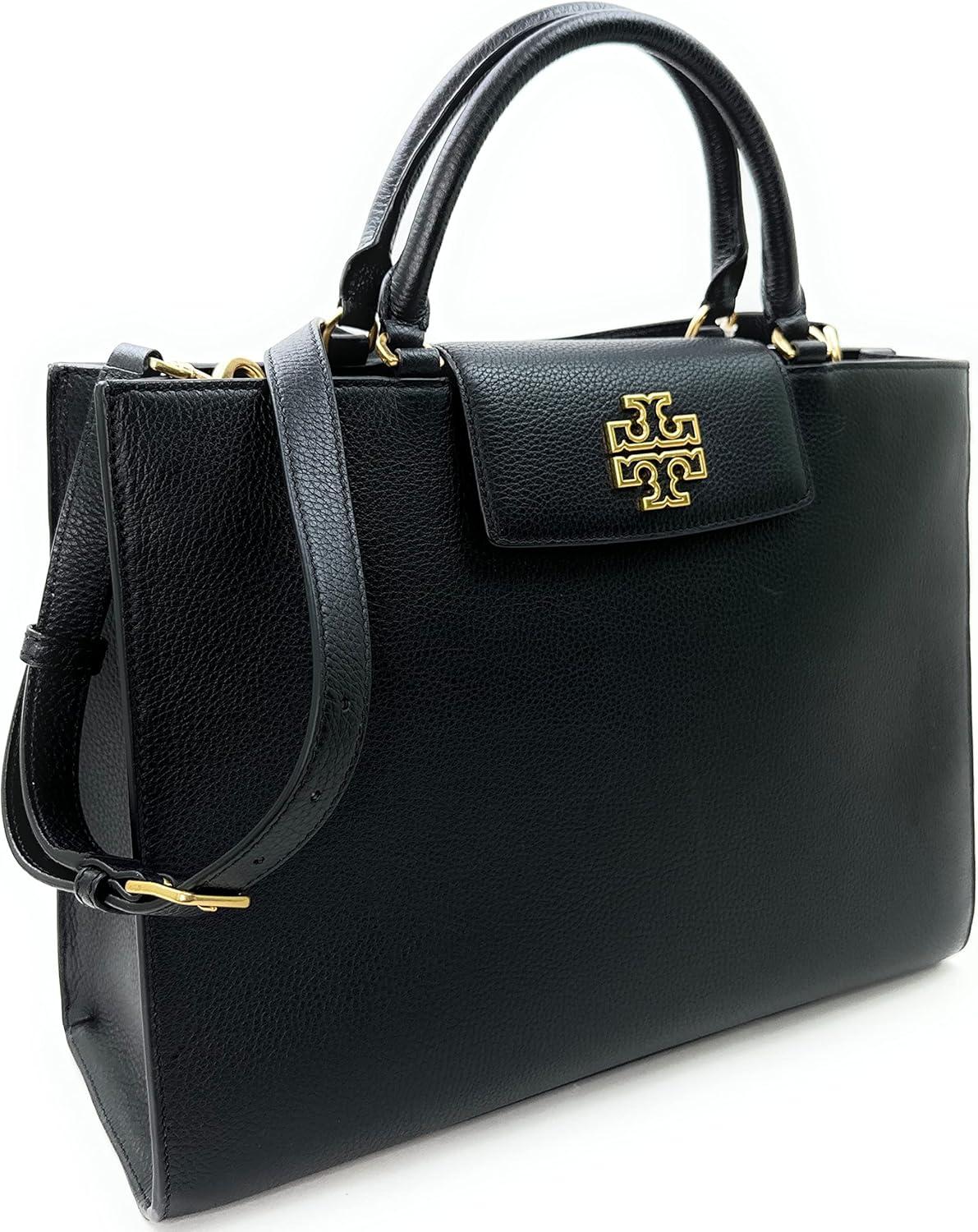 Tory Burch Britten Pebbled Leather Tote (Black)