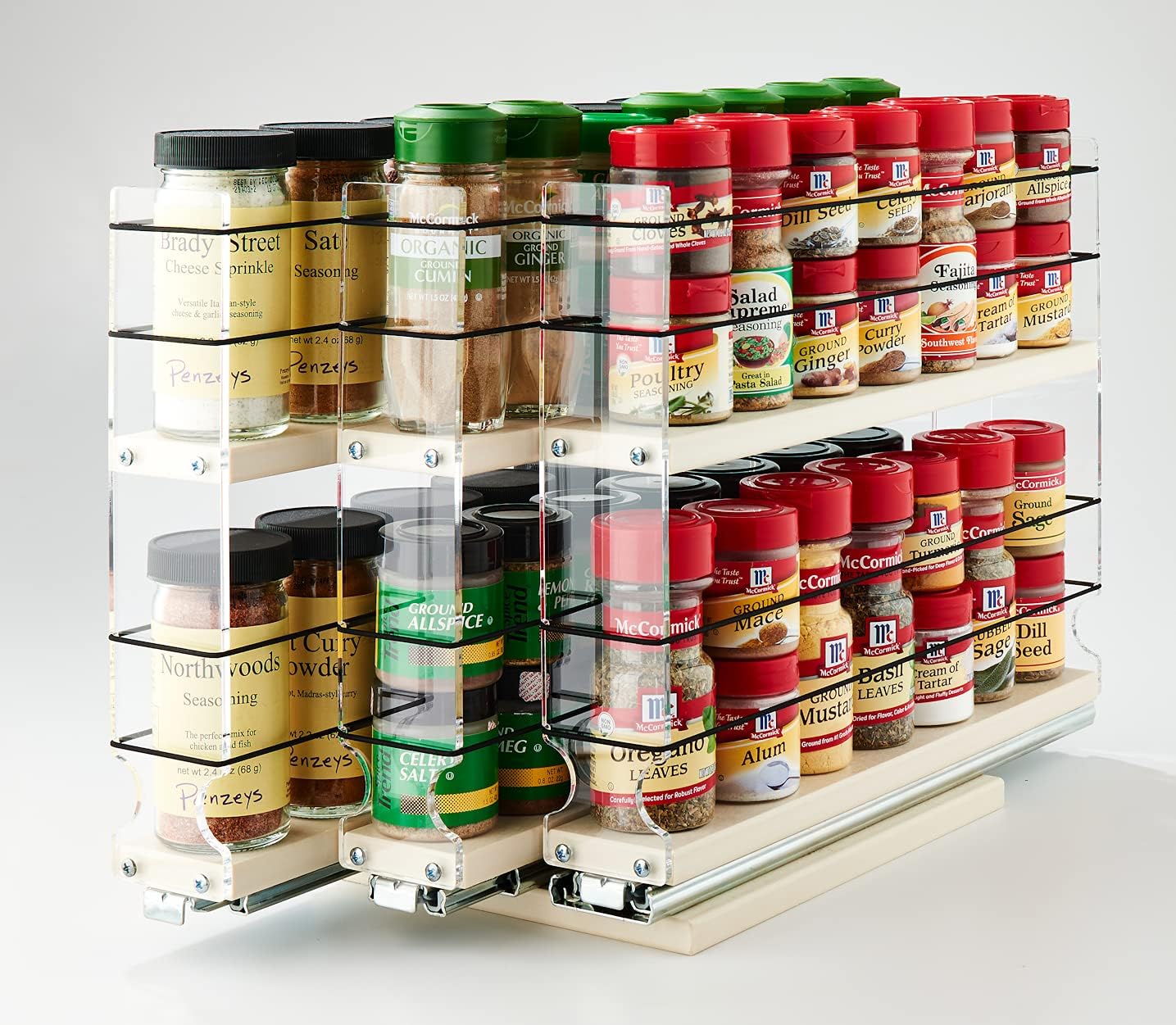 Vertical Spice - 222x2x14 DC - Spice Rack - Cabinet Mounted- 3 Drawers - 36 Capacity - New and Unique