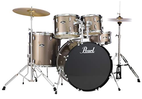 Pearl Roadshow Drum Set 4-Piece Complete Kit with Cymbals and Stands, Charcoal Metallic (RS584C/C706)