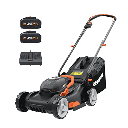 WORX WG743E Cordless Lawnmower 40 V - Professional Lawnmower with Mulching Function & PowerShare Battery - Lawn Mowing without Cable - Ideal for Gardens up to 500 m²