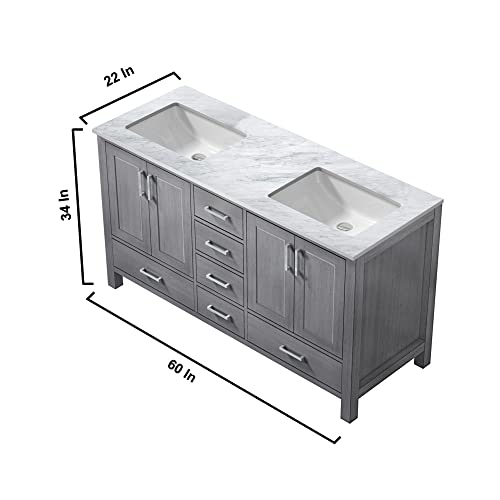 Big Sur 60 in. W x 22 in. D Dark Grey Double Bath Vanity and Carrara Marble Top