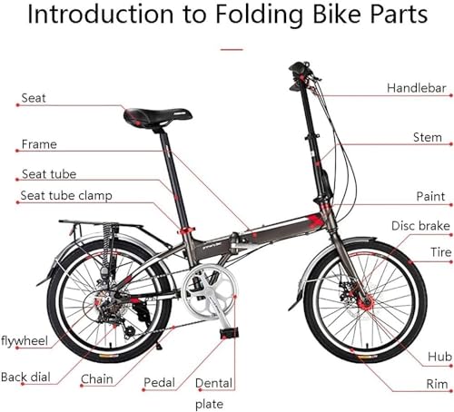 Folding Bicycle Lightweight Alloy Folding City Bike Bicycle, Foldable Bicycle Small Unisex Folding Bicycle 7-Speed Variable Speed, Adult Portable Bicycle City Bicycle