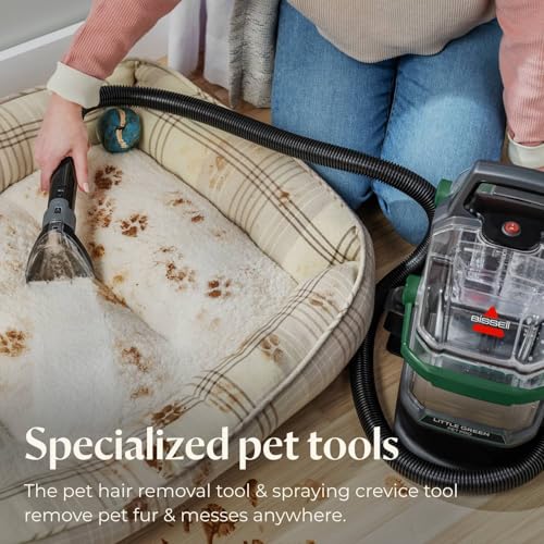 BISSELL Little Green Pet Pro Portable Carpet Cleaner Portable Carpet and Upholstery Deep Cleaner, Car/Auto Detailer, with Self-Cleaning Tough Stain Tool, Pet Hair Removal Tool, Crevice Tool (3909)