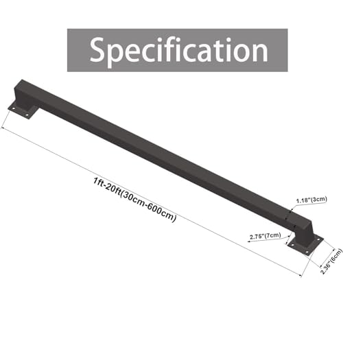 6ft Black Iron Railing Handrails Indoor Stairs, Staircase Handrails Wall Mount, Metal Industrial Pipe Modern Stair Railing 500lbs Load Capacity Auxiliary, for Indoor Outdoor Deck Loft Porch Non-Slip