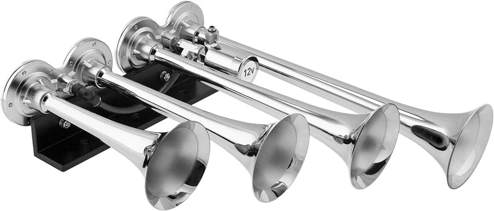 Vixen Horns Train Horn Kit for Trucks/Car/Semi. Complete Onboard System- 200psi Air Compressor, 3 Gallon Tank, 4 Trumpets. Super Loud dB. Fits Vehicles like Pickup/Jeep/RV/SUV 12v VXO8330/4124XC