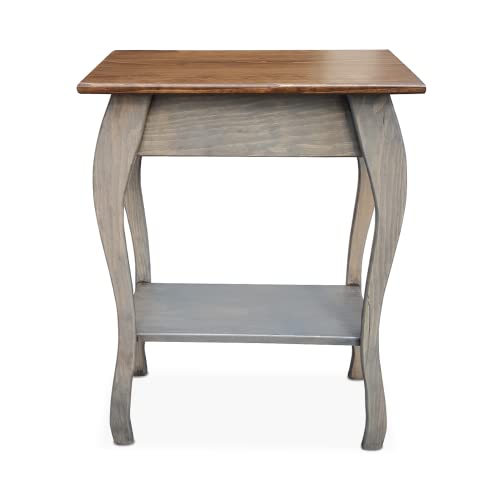 Peaceful Classics Wooden End Table- Amish Handmade Slim Side Table for Living Room, Bedroom, Entry Way, & Hallway, Thin Narrow End Table with 2-Tiered Shelves for Display & Storage, Mocha