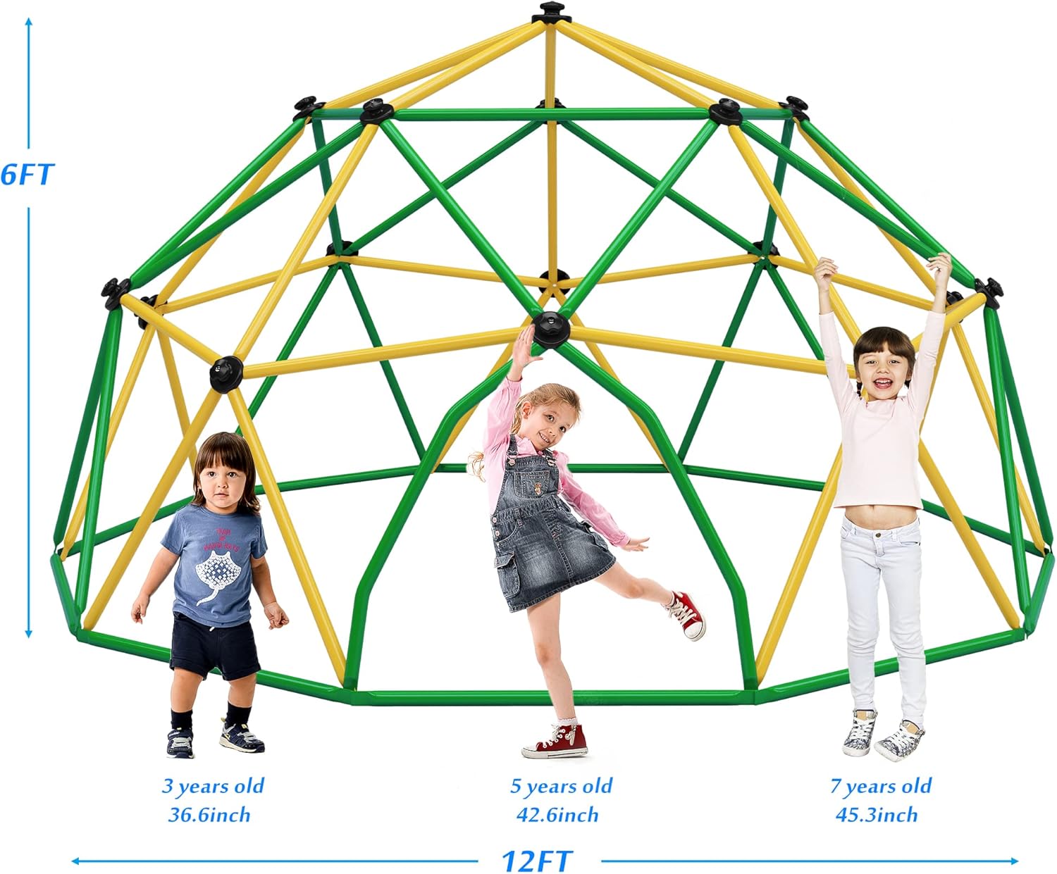 Merax 12FT Climbing Dome, Outdoor Geometric Dome Climber Play Center for Kids 3-10 Supporting 1000 lbs, Easy Assembly Jungle Gym