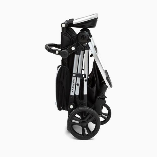 Mockingbird Single Stroller in Sea/Windowpane Canopy/Black Leather